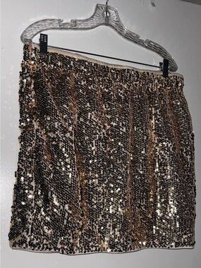 Gold Sequin Mini Skirt - Elegant Party Wear